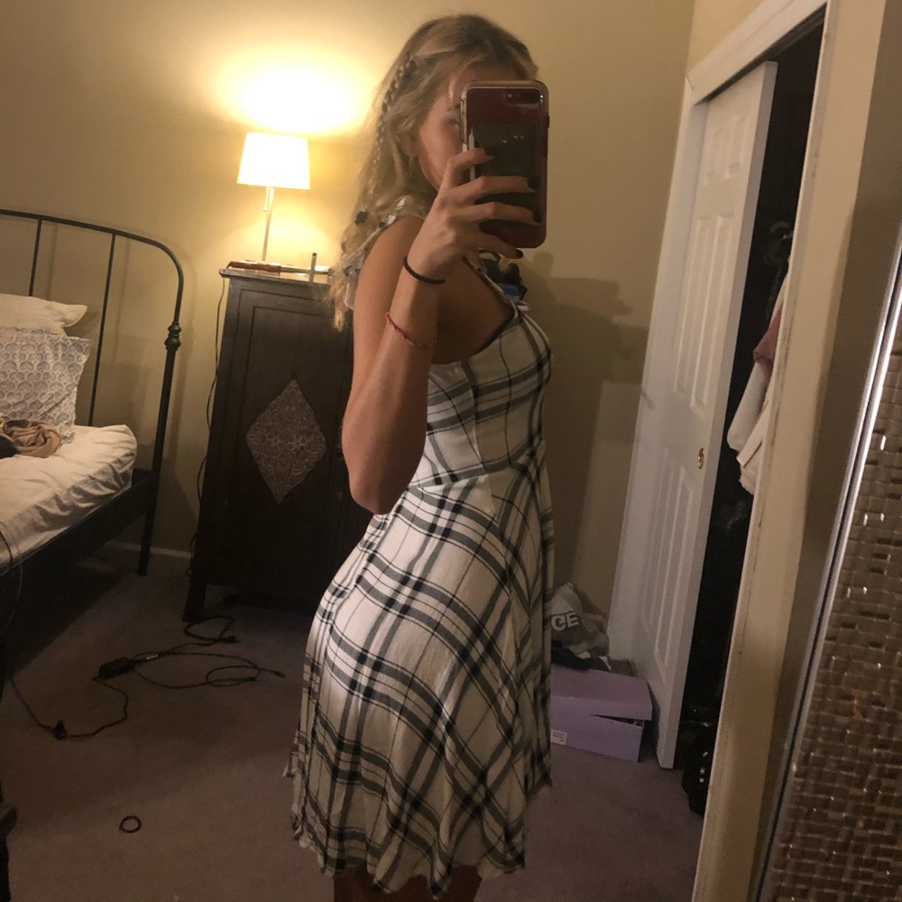 white plaid dress